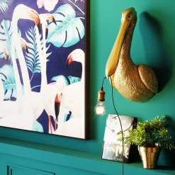 Applique Animal Spoonbill Dore 29X62Cm