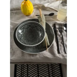 Assiette Sicilia Mandala Gris O27Cm