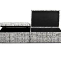 Banquette Buttons Storage Noir-Blanc Gm