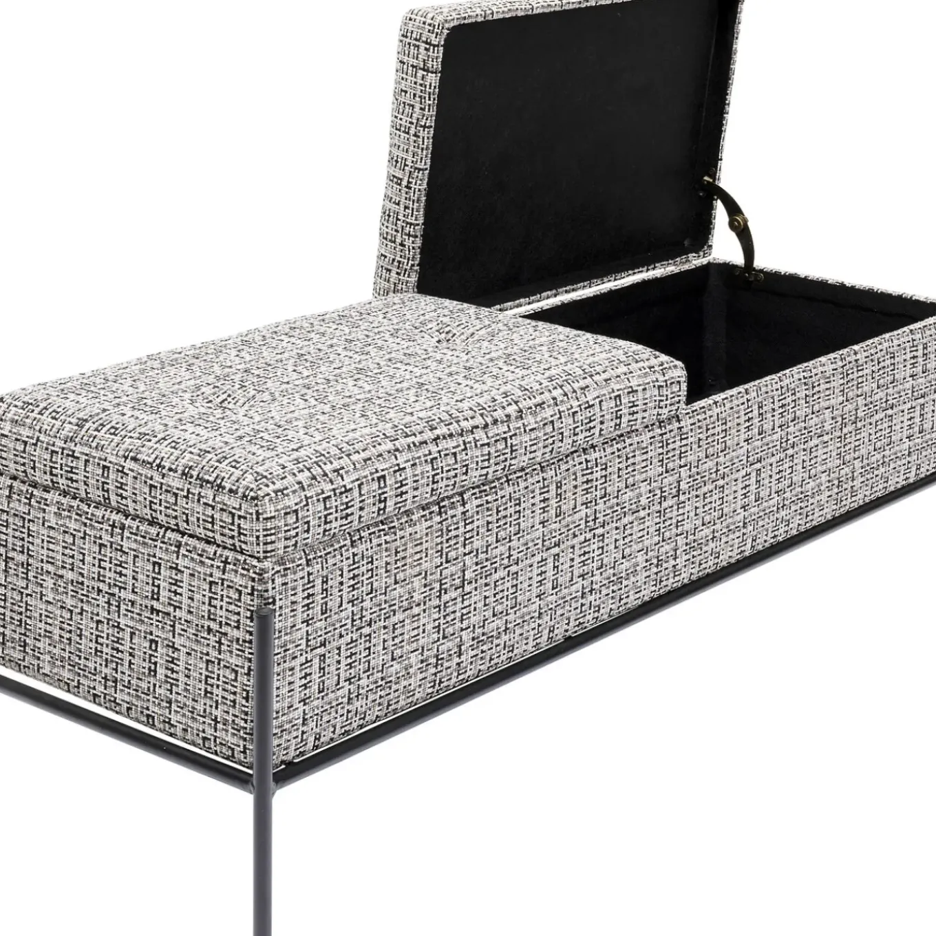 Banquette Buttons Storage Noir-Blanc Gm