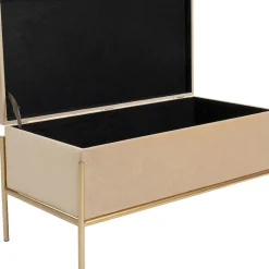 Banquette Buttons Storage Beige Pm