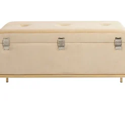 Banquette Buttons Storage Beige Pm