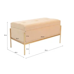Banquette Buttons Storage Beige Pm