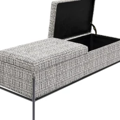 Banquette Buttons Storage Noir-Blanc Gm