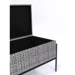 Banquette Buttons Storage Noir-Blanc Pm