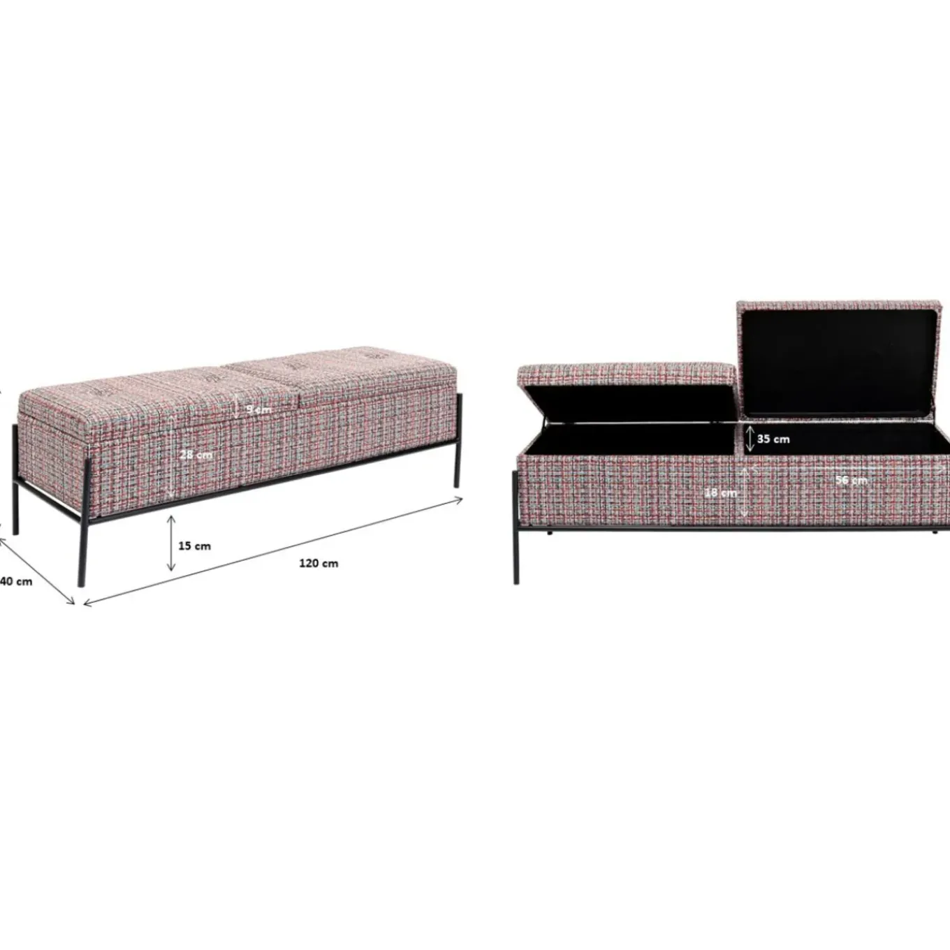 Banquette Buttons Storage Colore