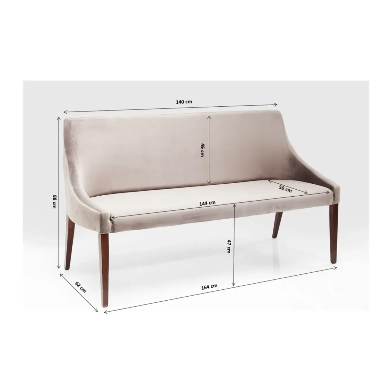 Banquette Mode Sans Acc. Velours Gris