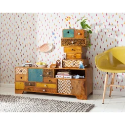 Buffet Bas Soleil 3 Portes,9 Tiroirs