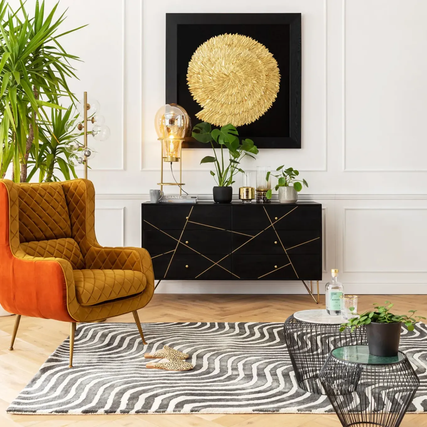 Buffet Gold Vein 6 Tiroirs 145X82Cm