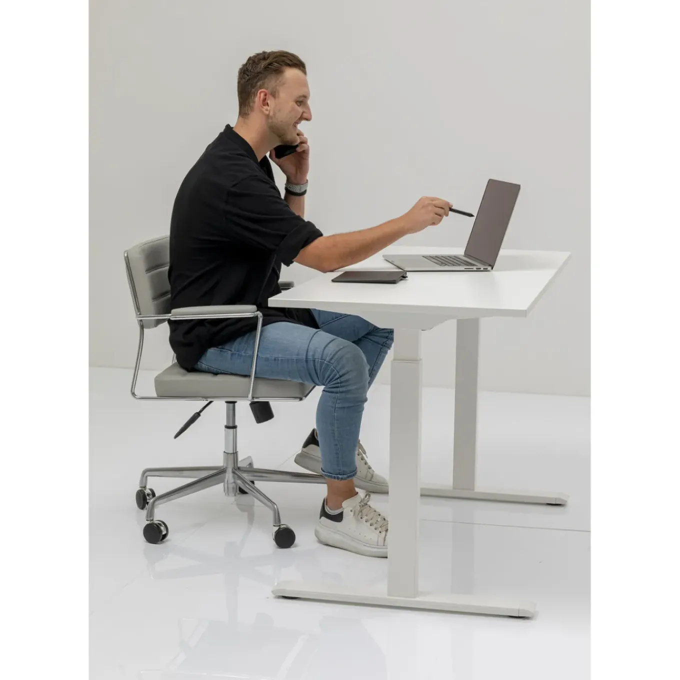 Bureau Office Blanc Blanc 160X80
