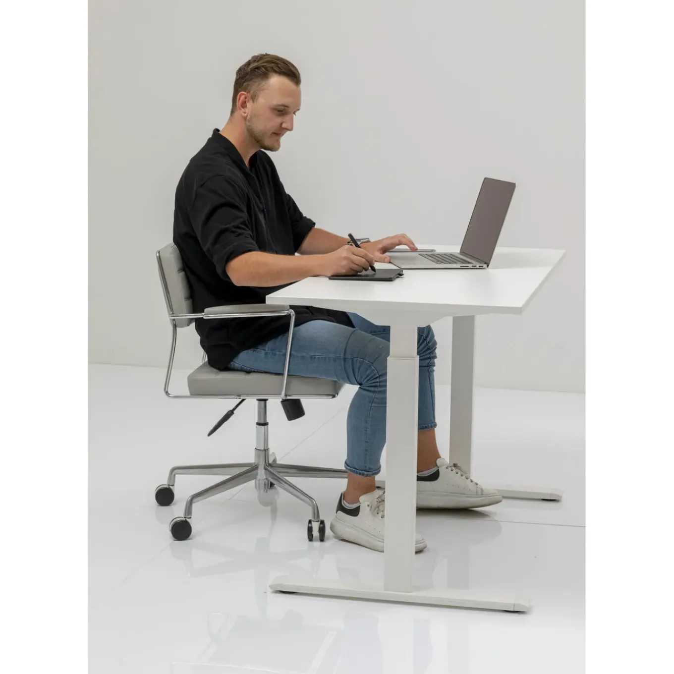 Bureau Office Blanc Blanc 160X80