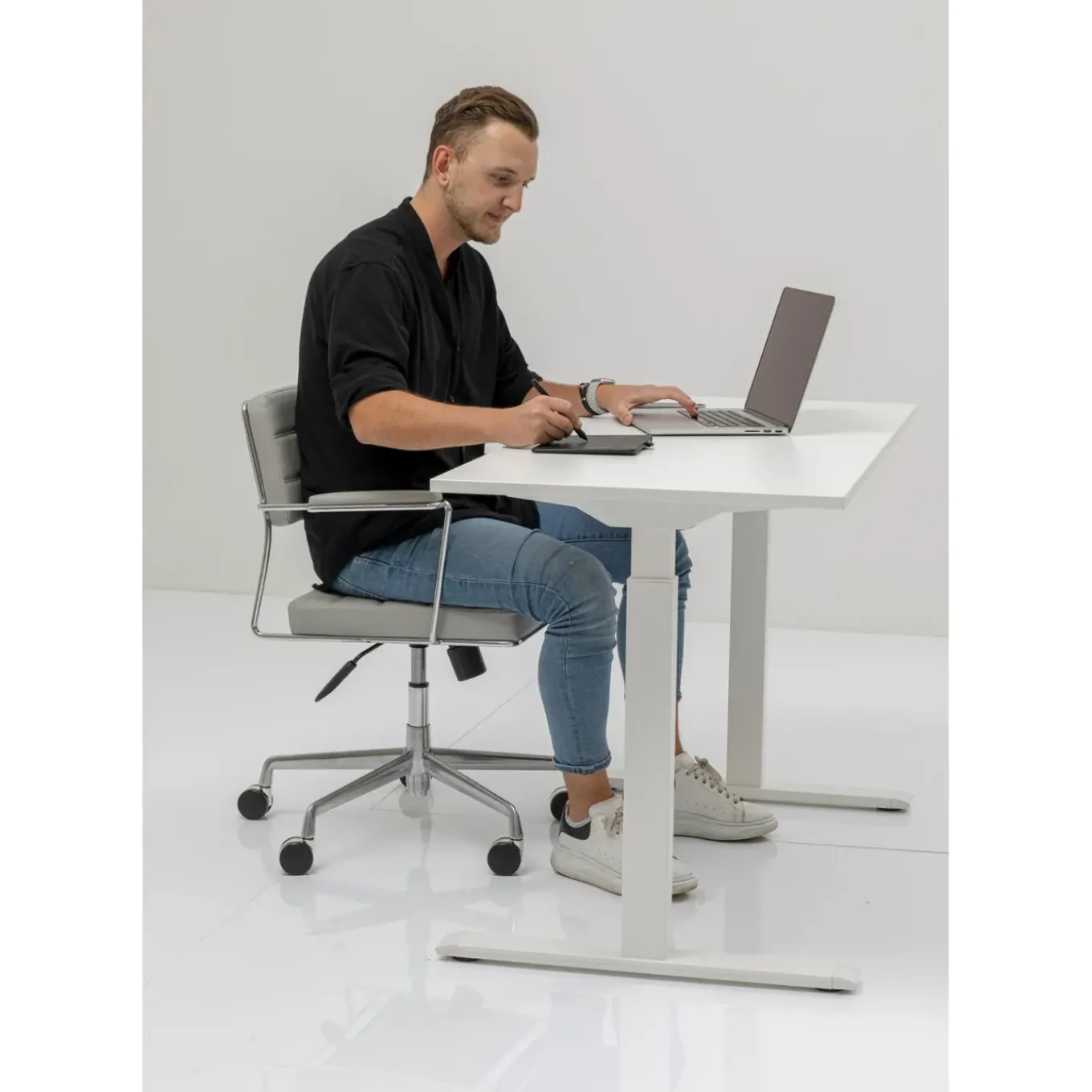 Bureau Office Blanc Blanc 160X80