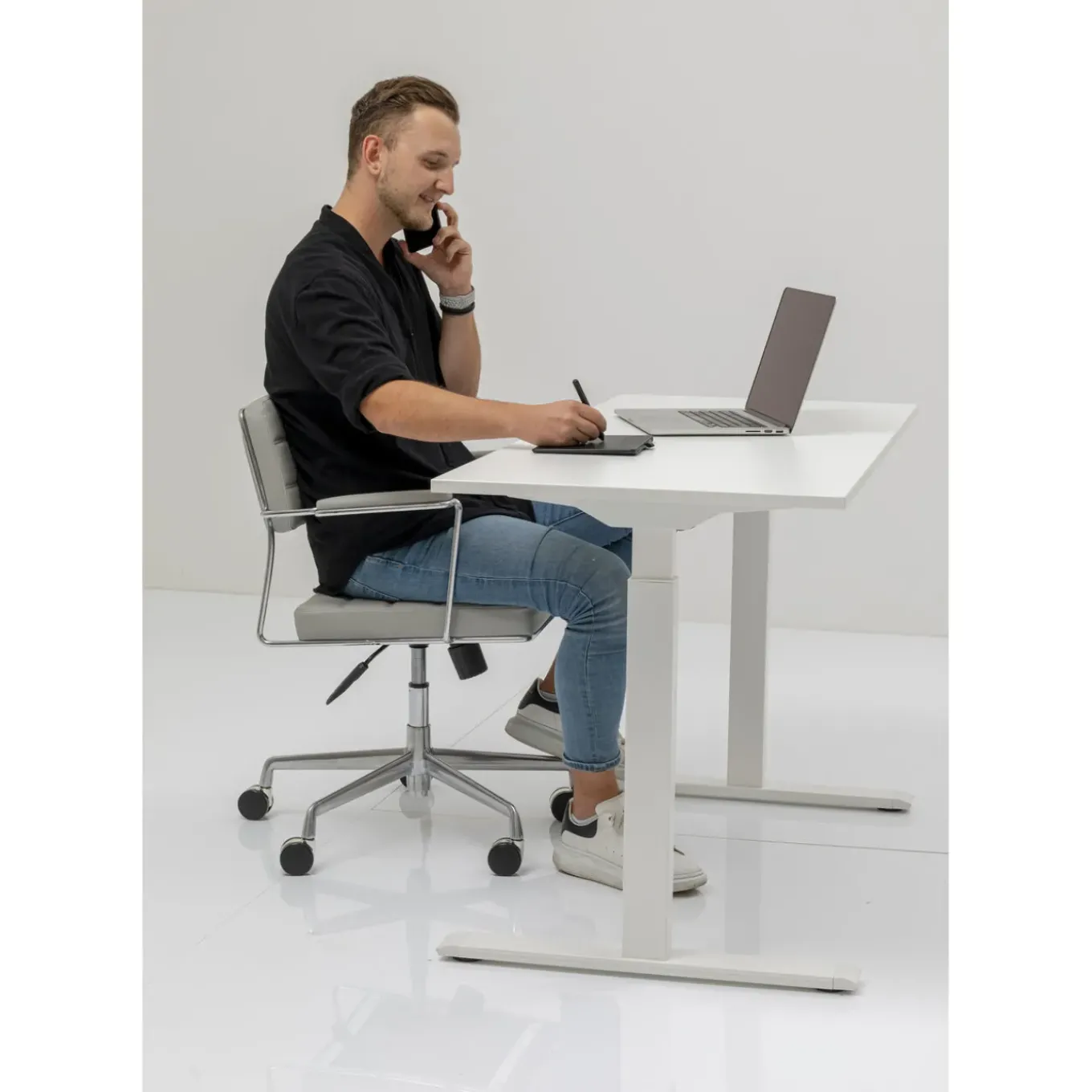 Bureau Office Blanc Blanc 160X80