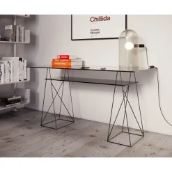 Bureau Polar Noir 8Mm Verre Trempe 135X65Cm