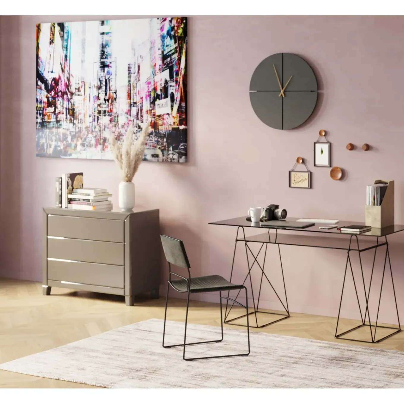 Bureau Polar Noir 8Mm Verre Trempe 135X65Cm
