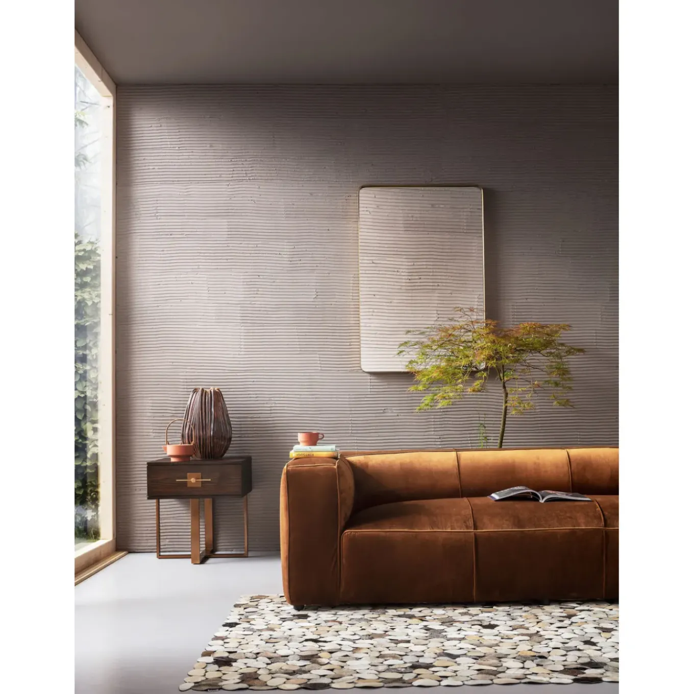 Canapés Cubetto 3-Places Velours Marron 220Cm