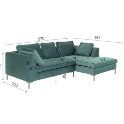 Canapés D Angle Gianni Pm Velours Vert Fonce Droite