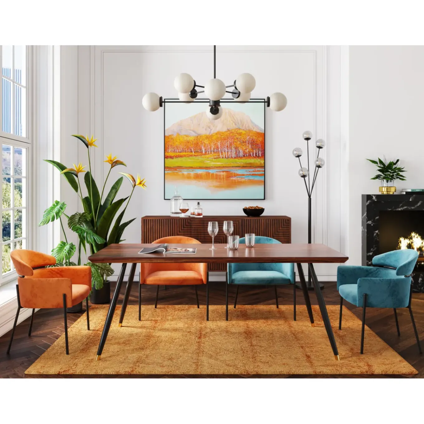 Chaise A. Acc. Alexia.Velours Orange