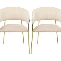 Chaise A. Acc. Belle Velvet Creme (2/Set)