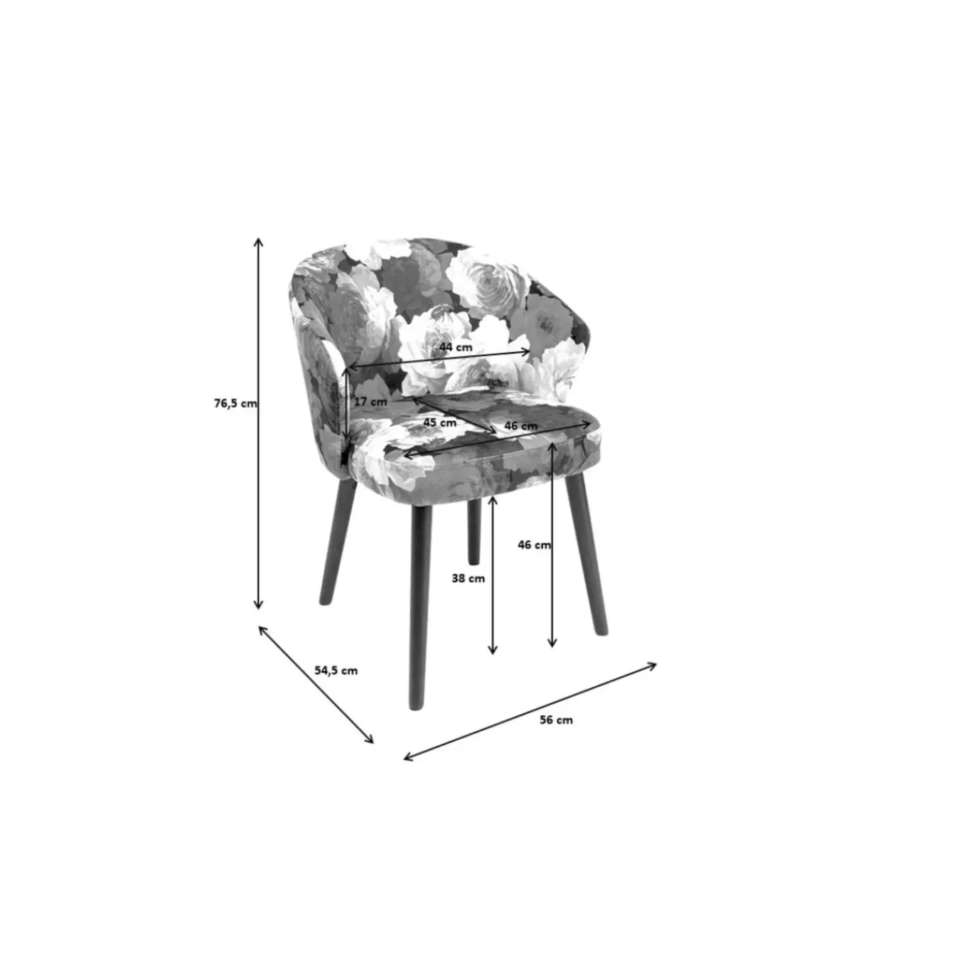 Chaise A. Acc. Peony Flower Jaune