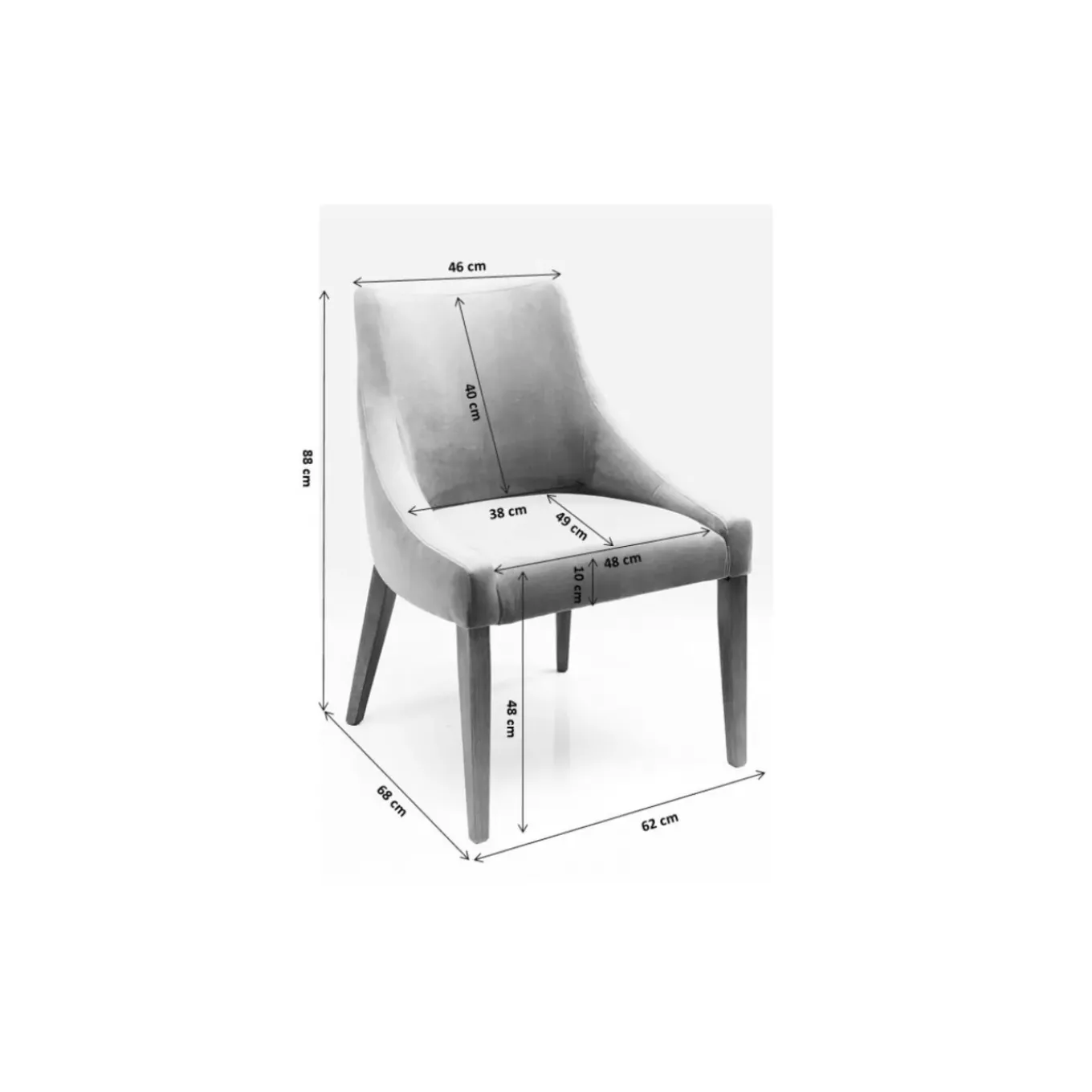 Chaise Black Mode Velours Gris