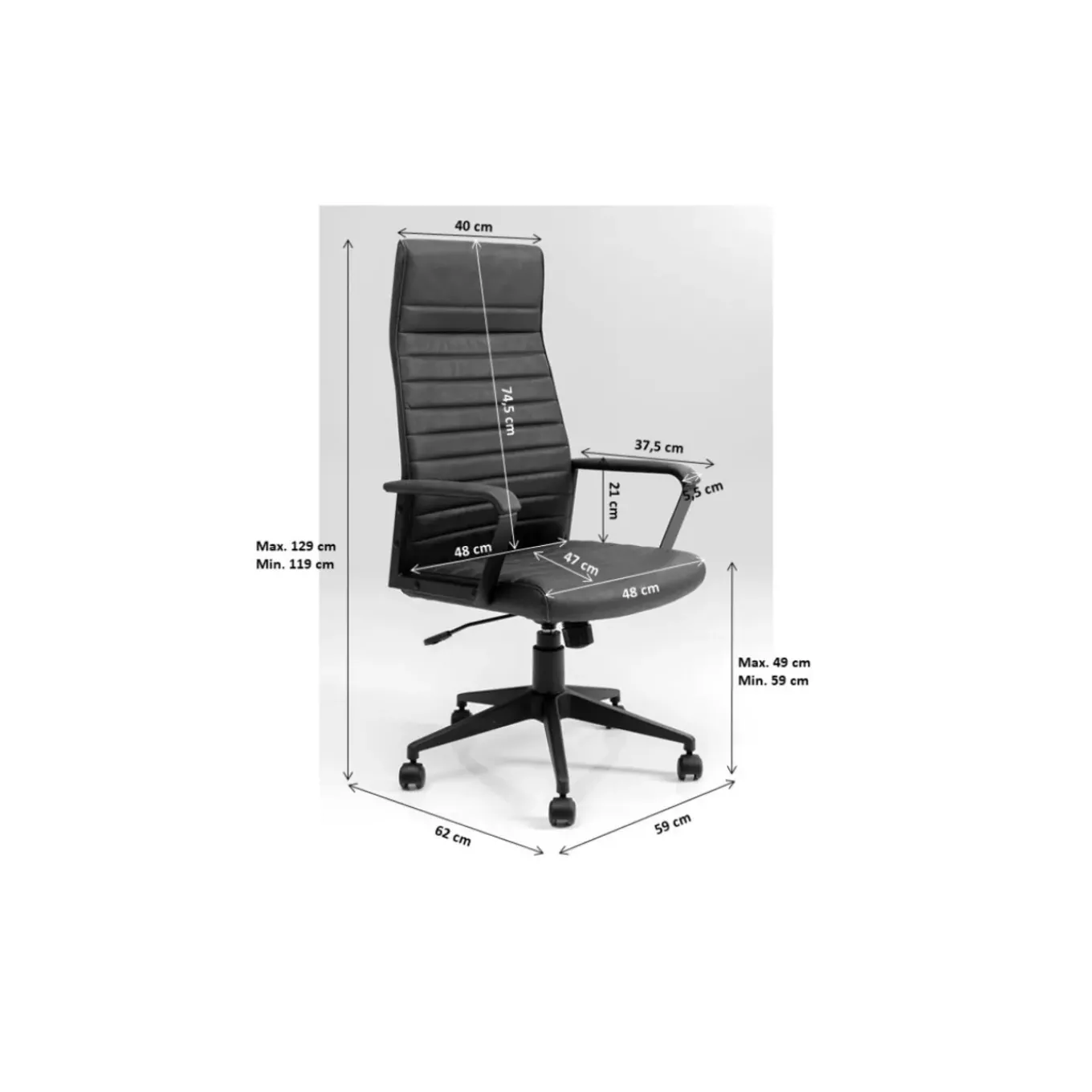 Chaise De Bureau Labora Noir Haut Dossier