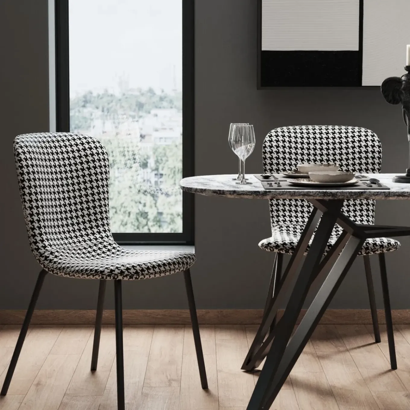 Chaise Gerda Noir Et Blanc (2/Set)