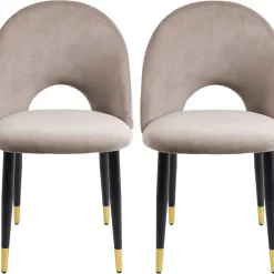 Chaise Iris Velours Taupe (2/Set)