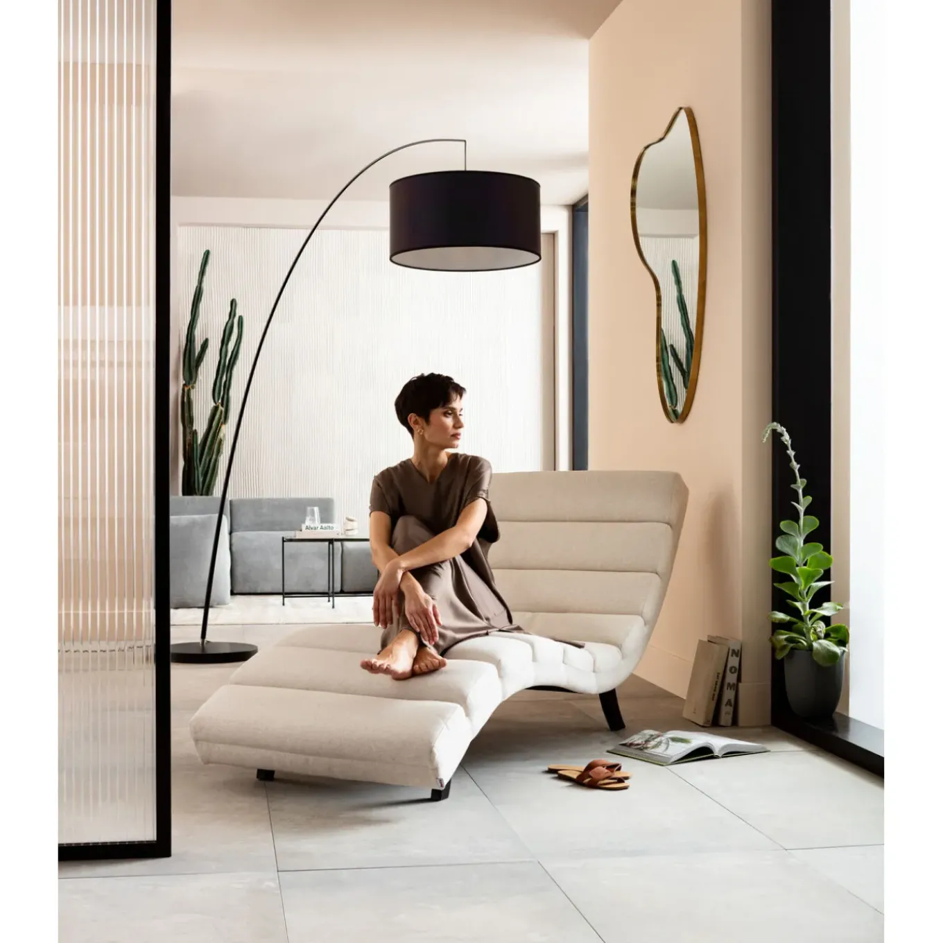 Chaise Longue Balou Creme 190Cm