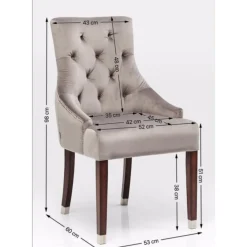 Chaise Prince Velours Gris