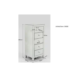 Commode Haute Luxury Push 5 Tiroirs Gris