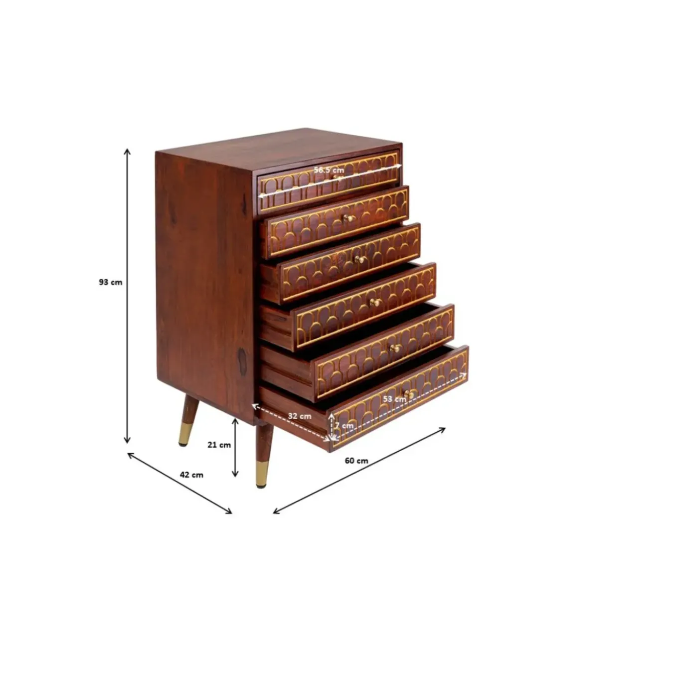 Commode Haute Muskat 6 Tiroirs