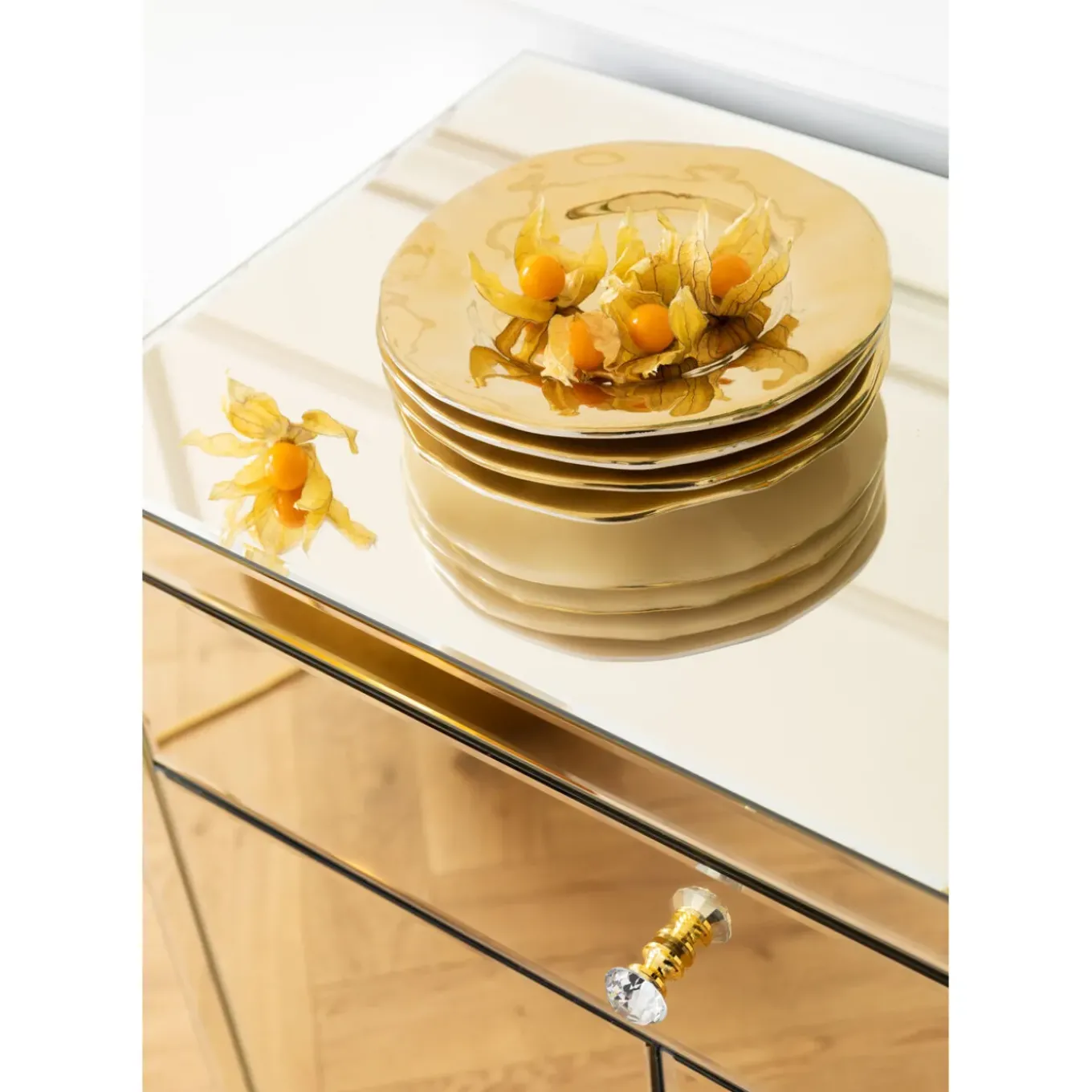 Commode Luxury Champagne 2-Portes,1-Tiroir