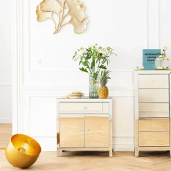 Commode Luxury Champagne 2-Portes,1-Tiroir