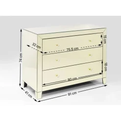 Commode Luxury Champagne,3-Tiroirs