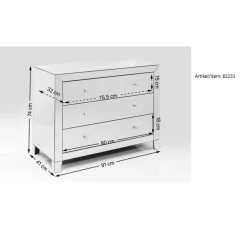 Commode Luxury Push 3 Tiroirs Gris