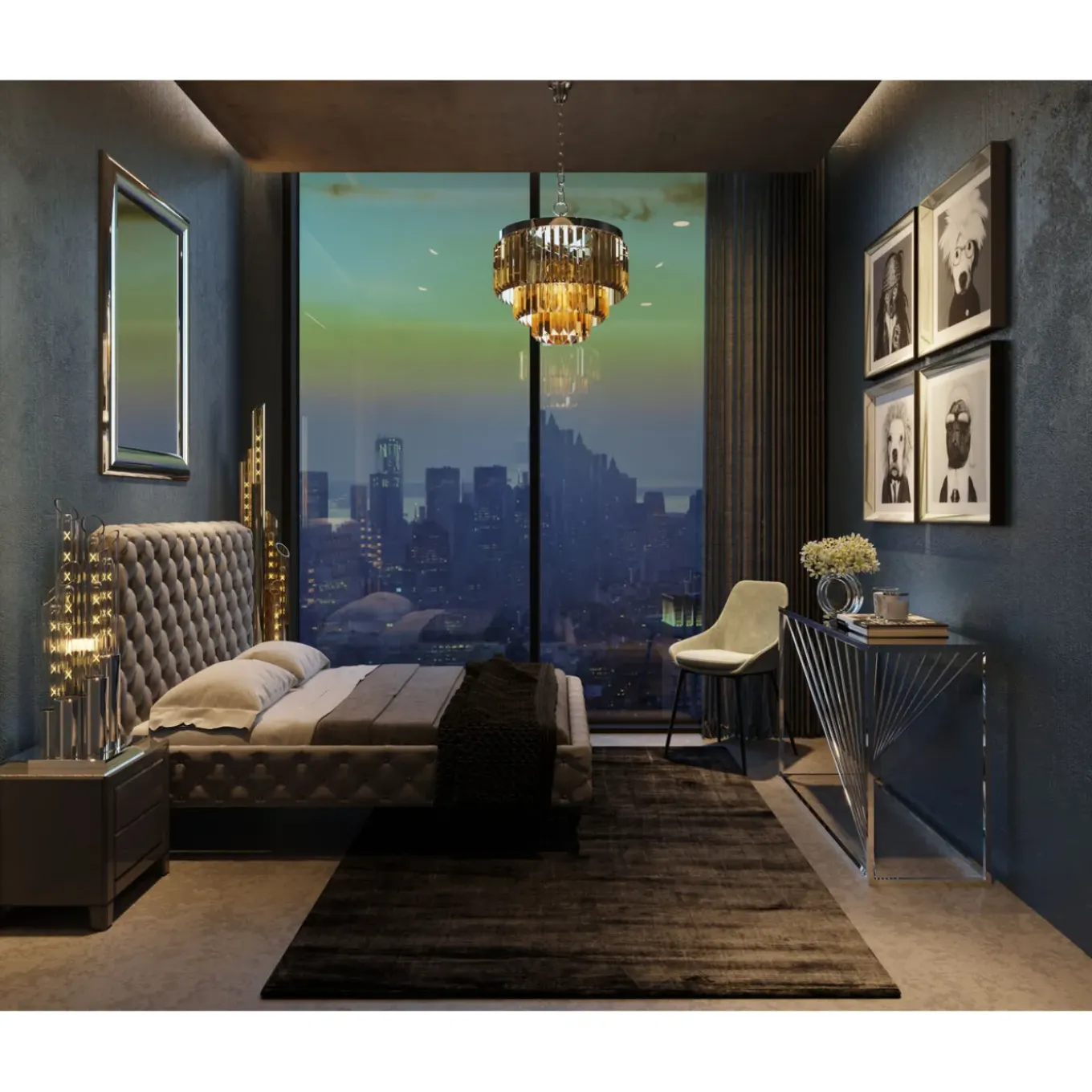 Console Laser Argente-Verre Clair 120X40