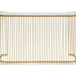 Console Wire Verre Marbre Dore 142X89Cm