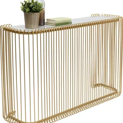 Console Wire Verre Marbre Dore 142X89Cm