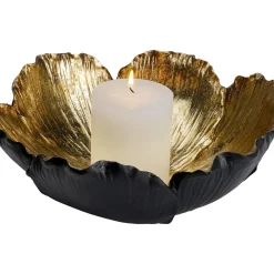 Coupe Décorative Flower Bloom Noir-Dore O25Cm