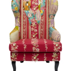 Fauteuil À Oreilles Patchwork Rouge