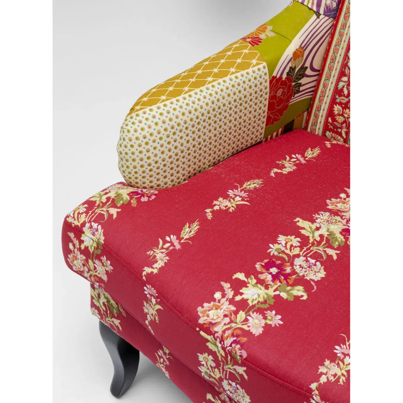 Fauteuil À Oreilles Patchwork Rouge