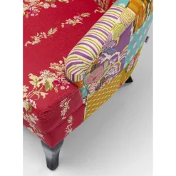 Fauteuil À Oreilles Patchwork Rouge