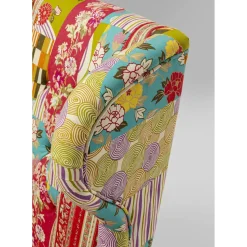Fauteuil À Oreilles Patchwork Rouge