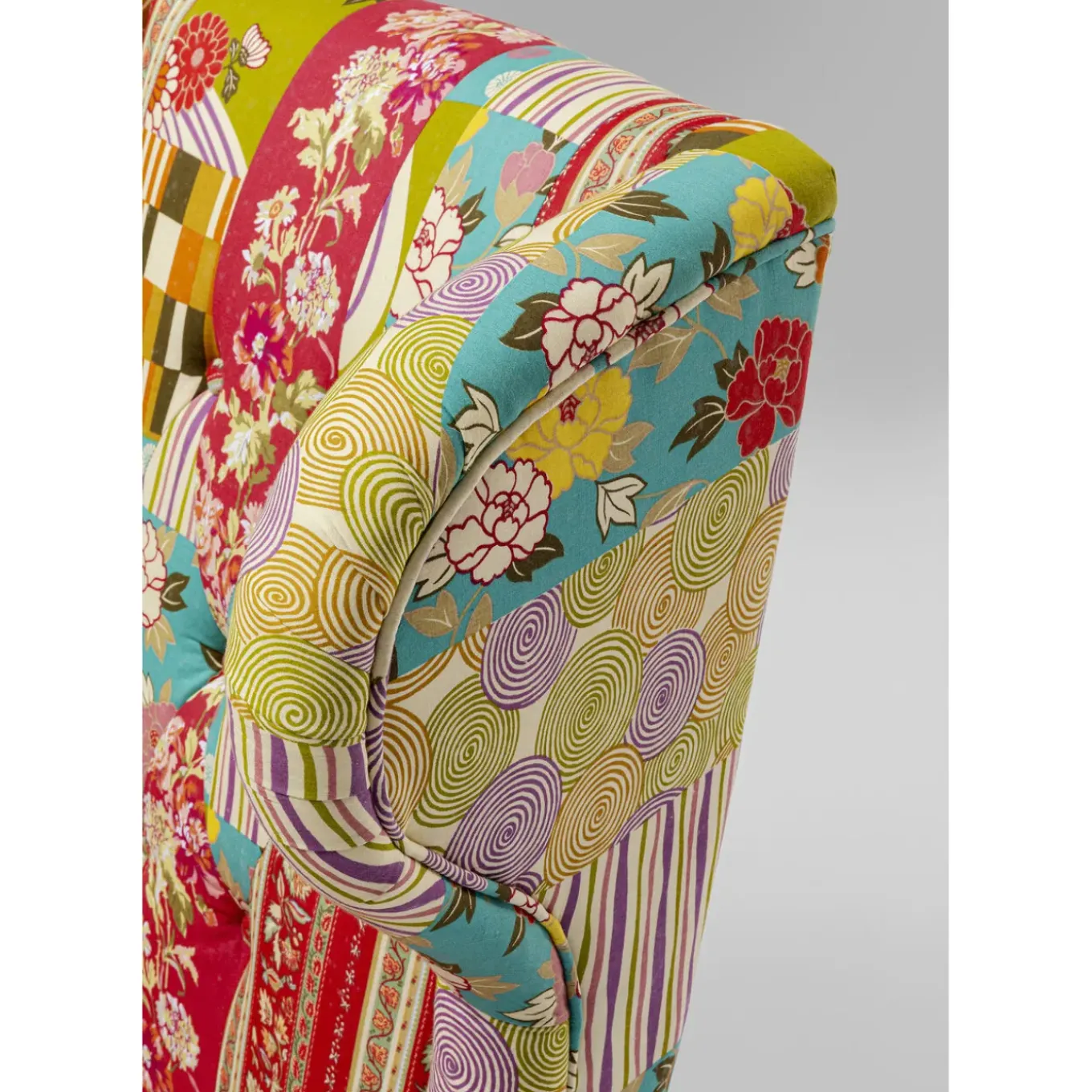 Fauteuil À Oreilles Patchwork Rouge