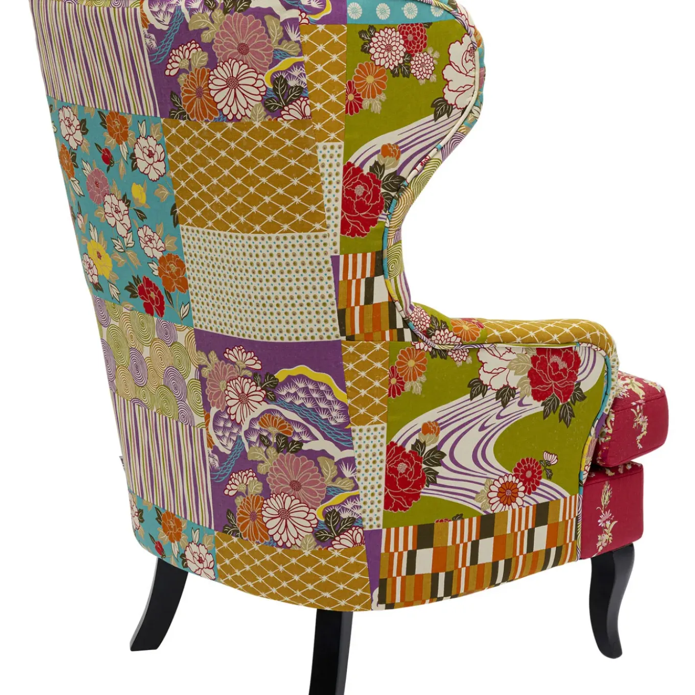 Fauteuil À Oreilles Patchwork Rouge