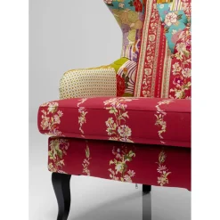 Fauteuil À Oreilles Patchwork Rouge