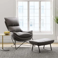 Fauteuil Avec Repose-Pied Snuggle Gris (2/Parts)