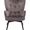 Fauteuil Black Vicky Velours Gris