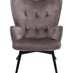 Fauteuil Black Vicky Velours Gris
